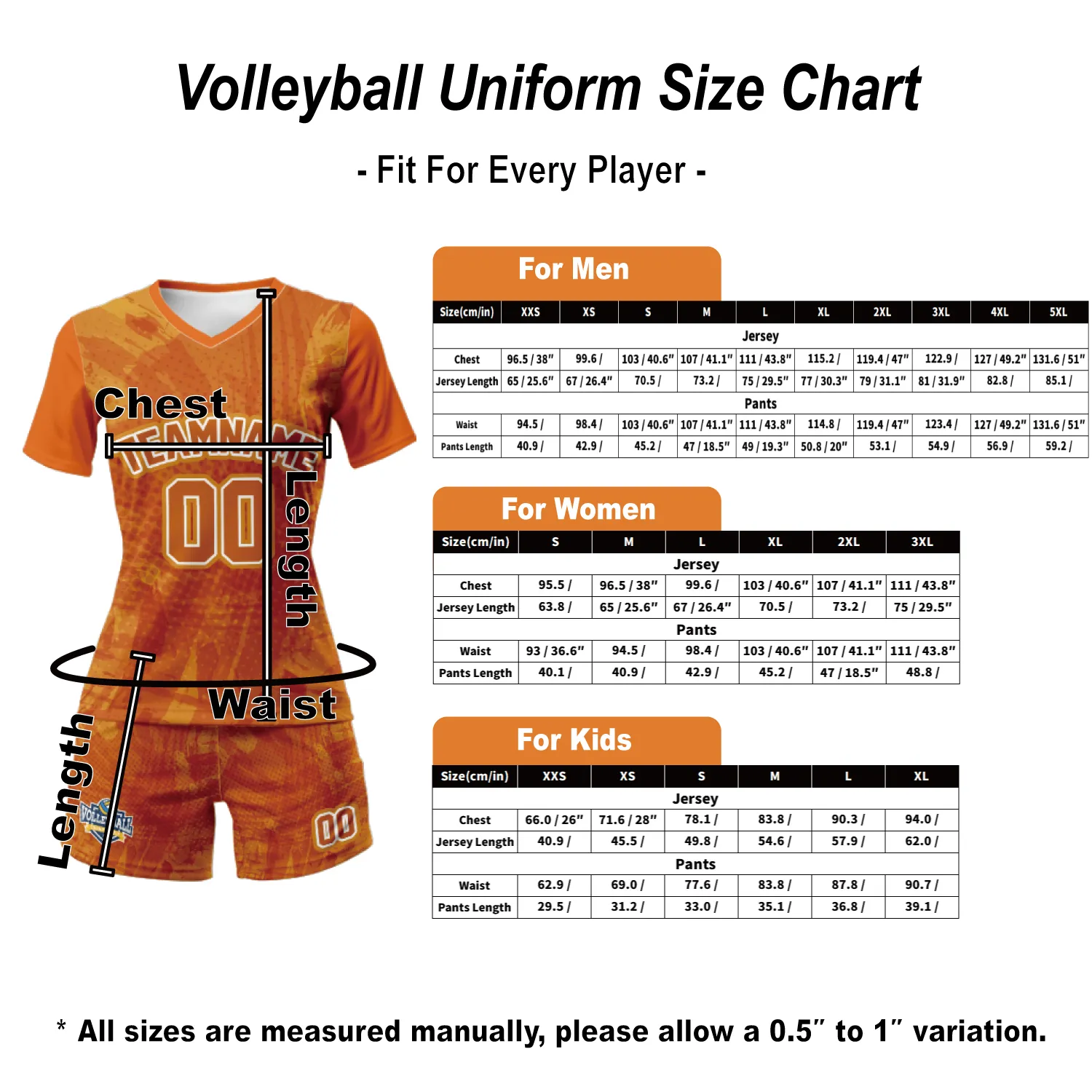 Volleyball Jersey Size Chart-1