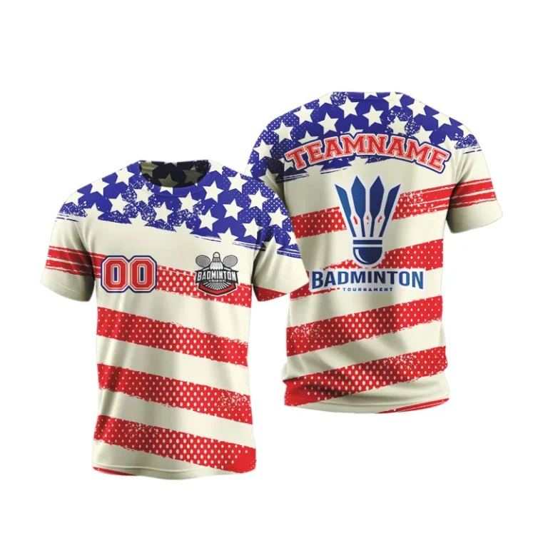 badminton t shirt with flag on it custom-1