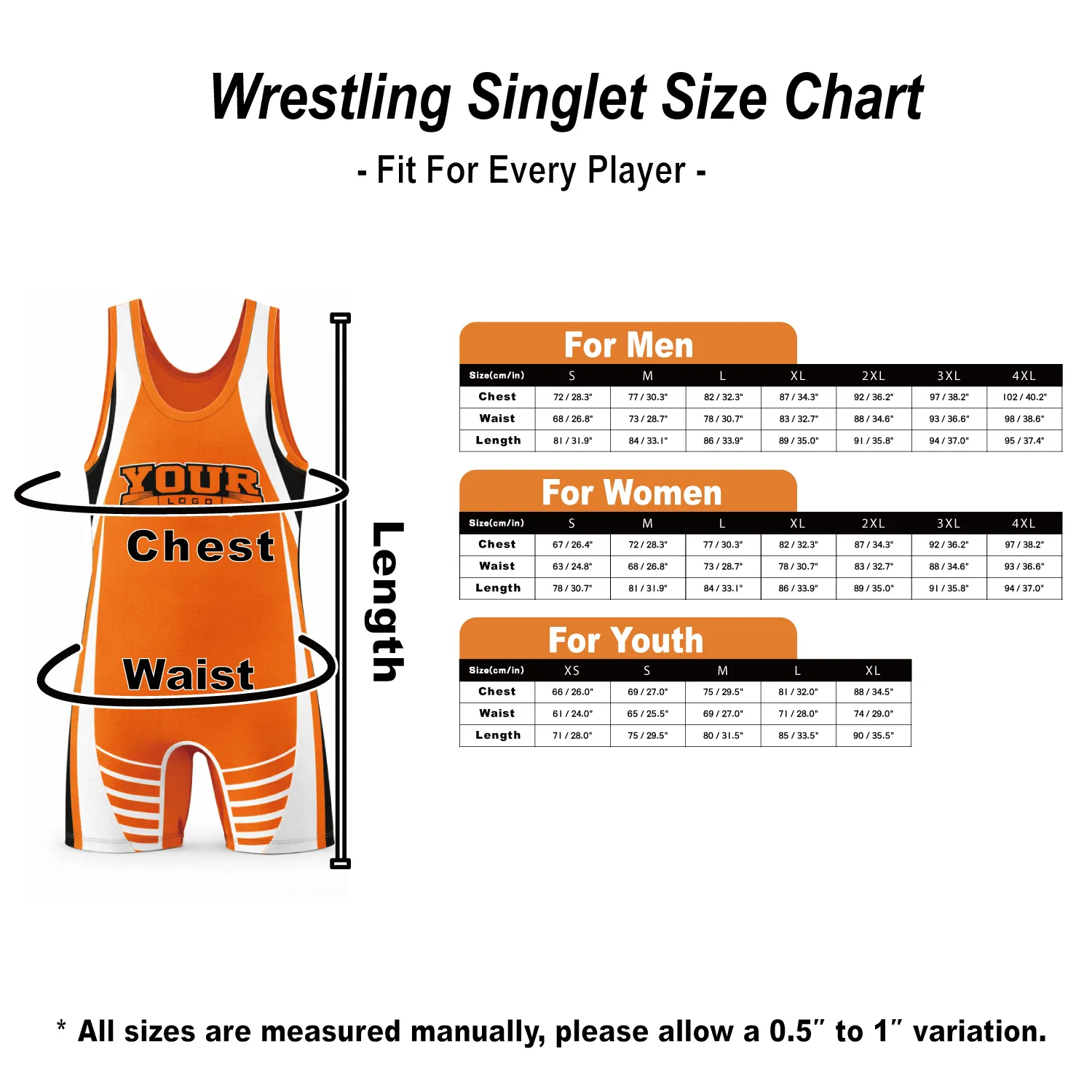 Wrestling Singlet Size Chart