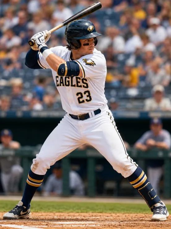 Baseball player wearing custom sports apparel during a game