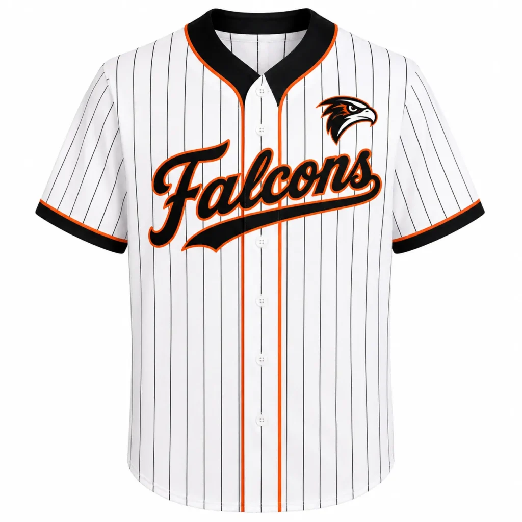 FastCustomJersey white pinstripe full button baseball jersey