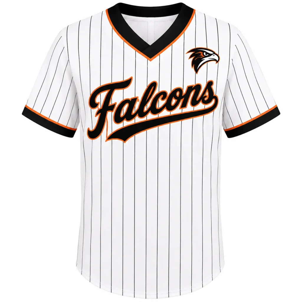 FastCustomJersey white pinstripe V neck custom baseball jersey