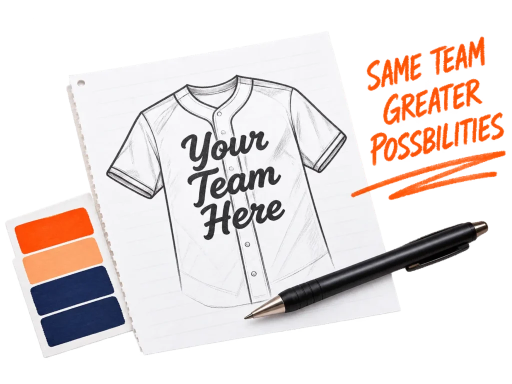 Custom baseball jerseys design sketch with team colors and artwork planning