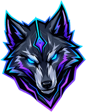 Colorful wolf esports team logo design.