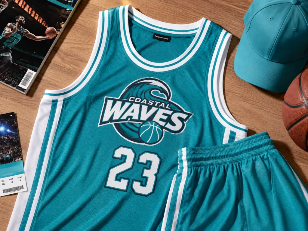 Colorful Swingman basketball jersey featuring team logo and number design.