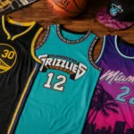 Collection of Swingman basketball jerseys with different team designs and colors.