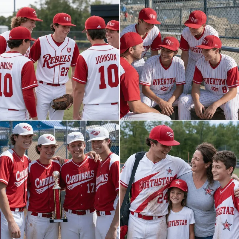 Custom Baseball Jerseys White and Red Show Case