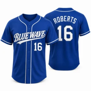 custom blue baseball jersey