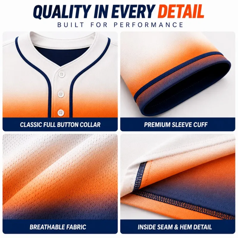 custom gradient baseball jersey detail