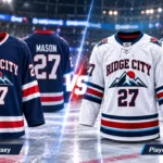 Fan hockey jersey and player hockey jersey comparison with custom team graphics and numbers.