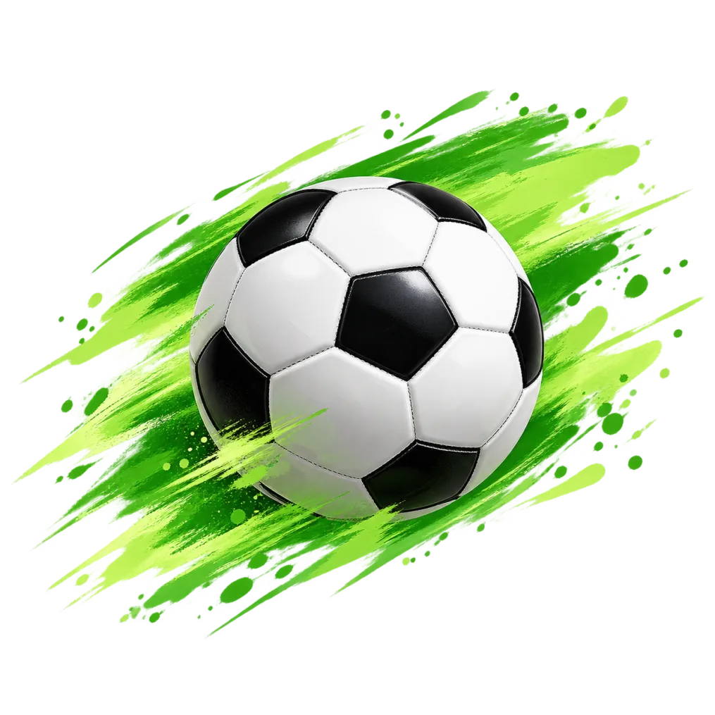 Soccer ball with green brush-stroke graphics