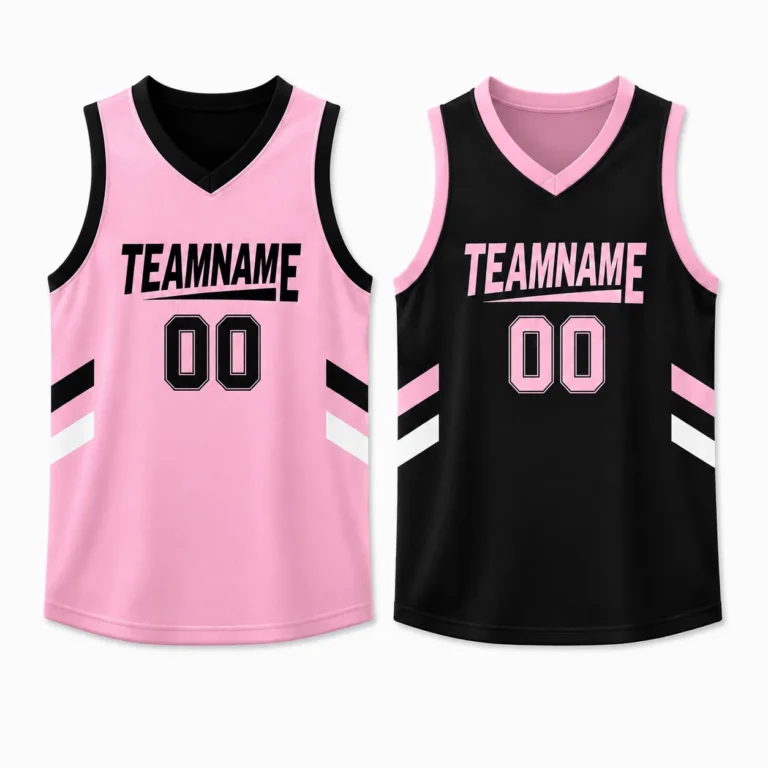 reversible custom basketball jersey design pink and black1